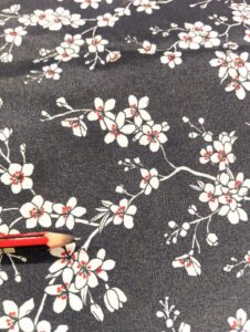 coton imp fleurs cerisier fond marine